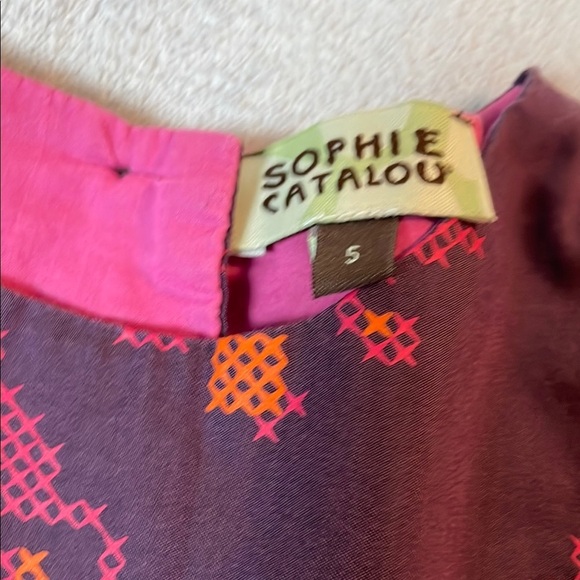 Purple Pleated A-Line Sundress with Puff Cap Sleeves - Picture 3 of 7